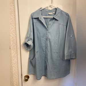 Long denim look blouse